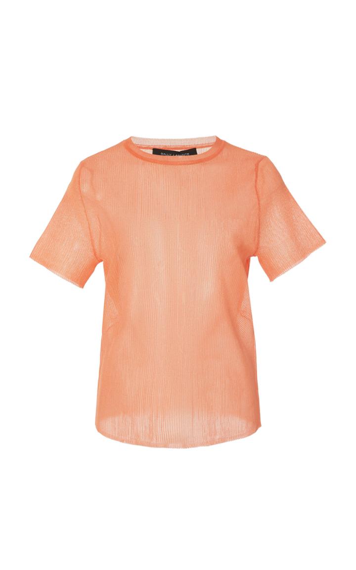Sally Lapointe Fitted Metallic Mesh T-shirt