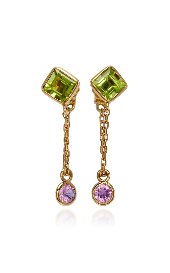 Yi Collection Peridot And Pink Sapphire Chain Earrings