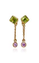 Yi Collection Peridot And Pink Sapphire Chain Earrings