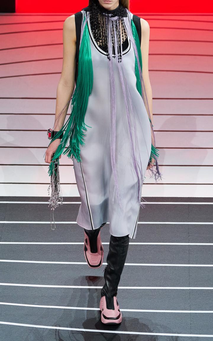 Moda Operandi Prada Long Fringe Embellished Scarf