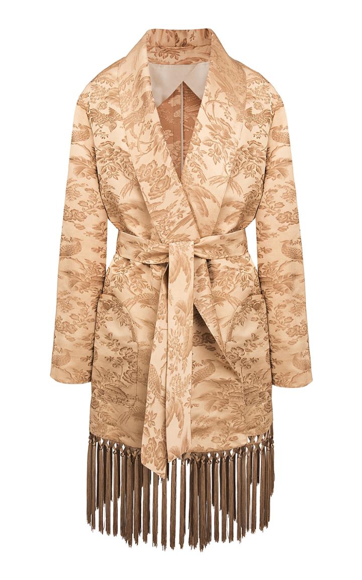 Moda Operandi Blaz Milano Illusion Whistler Fringed Silk Robe Jacket Size: 0
