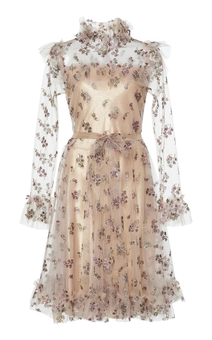 Luisa Beccaria Embroidered Tulle Ramage Dress