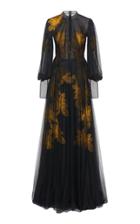Costarellos Embroidered Peplum Gown