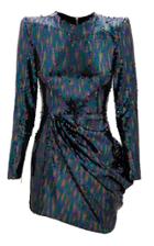 Alex Perry Iris Long Sleeve Draped Sequin Mini Dress