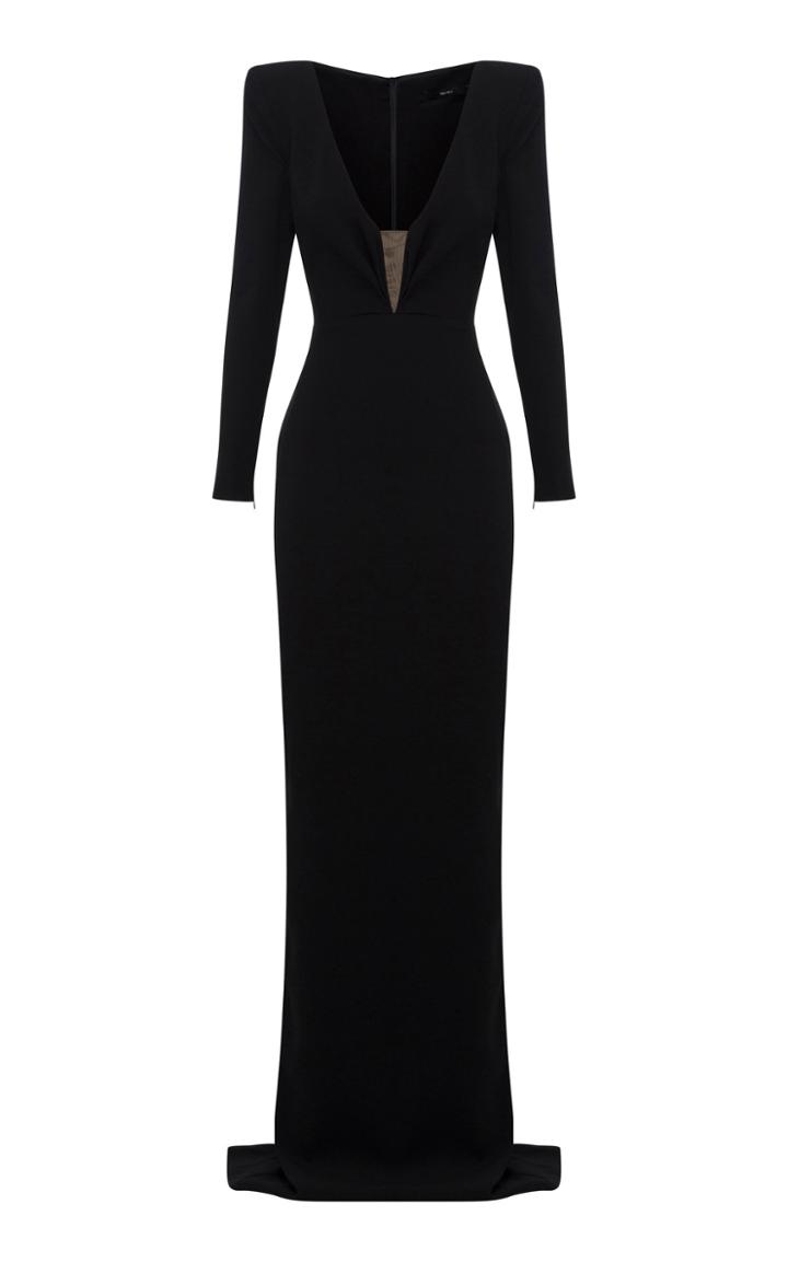 Alex Perry Alex Long Sleeve Crepe Gown