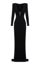 Alex Perry Alex Long Sleeve Crepe Gown