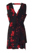 Roland Mouret Helier Asymmetrical Floral Satin Jacquard Blouse