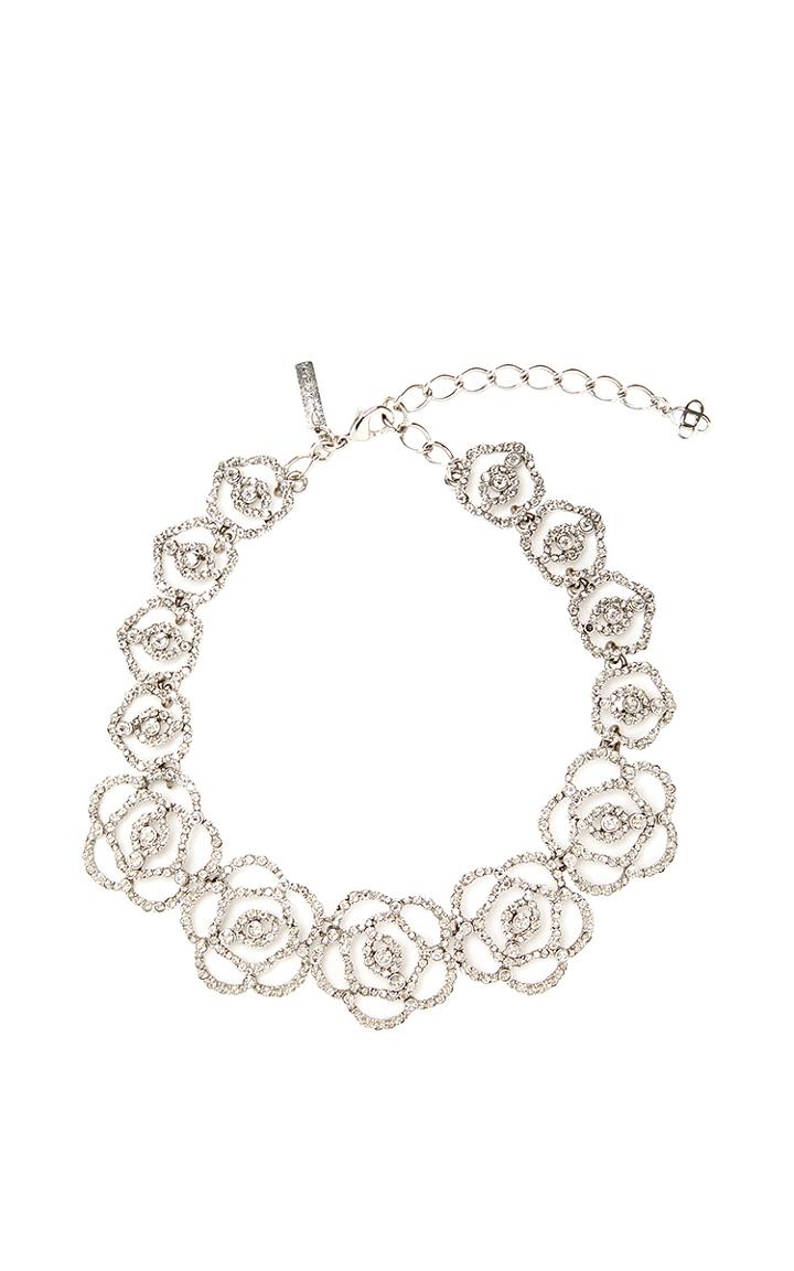 Oscar De La Renta Pave Flower Necklace
