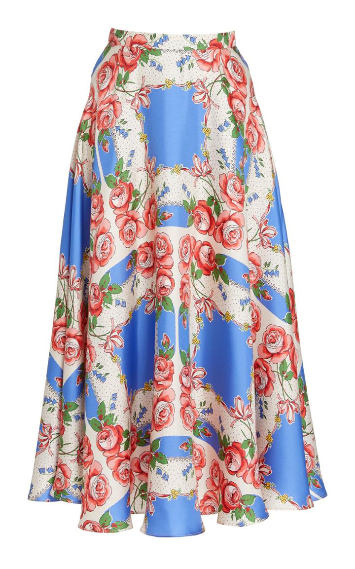Moda Operandi Rodarte Floral Printed Silk-twill Skirt
