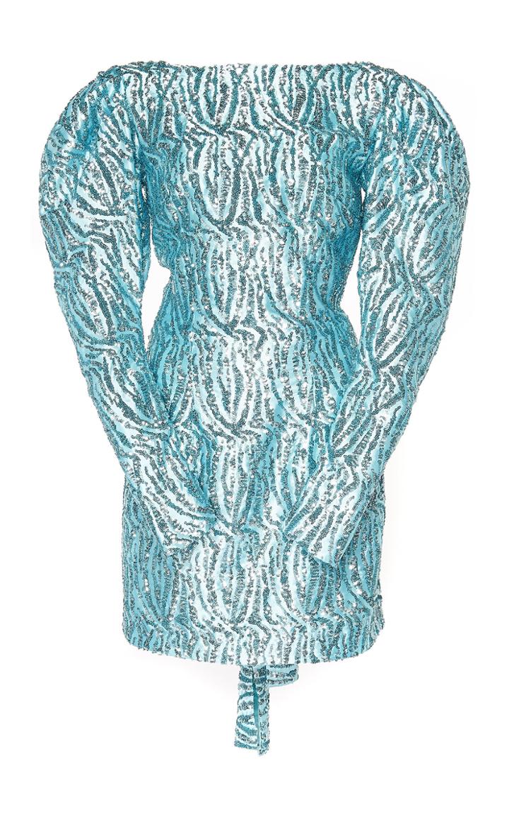 16arlington Puff Sleeve Tie-back Brocade Mini Dress