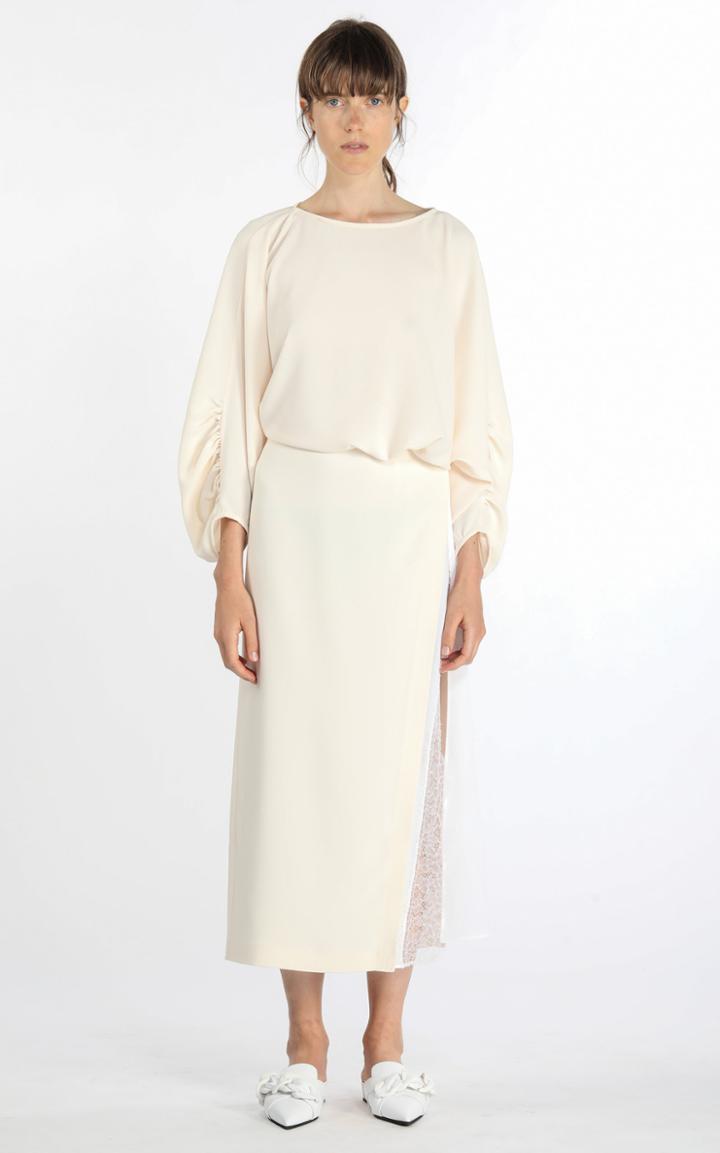 Moda Operandi N21 Lace-trimmed Draped Crepe Midi Dress