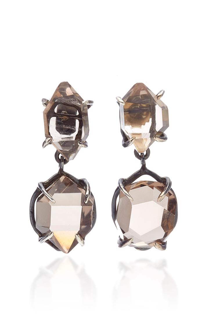 Kika Alvarenga Herkimer Duplo Quartz Oxidized Silver Earrings