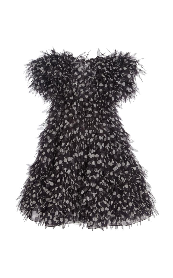 Marc Jacobs Printed Feathered Silk Dress