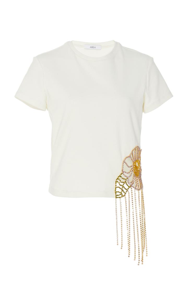Area Crystal-embellished Jersey Cropped Top