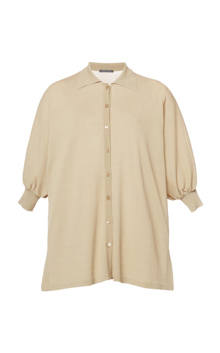 Moda Operandi Alberta Ferretti Stretch Viscose Button Up Polo Size: 38