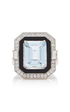 Melis Goral 18k White Gold, Diamond And Aquamarine Ring