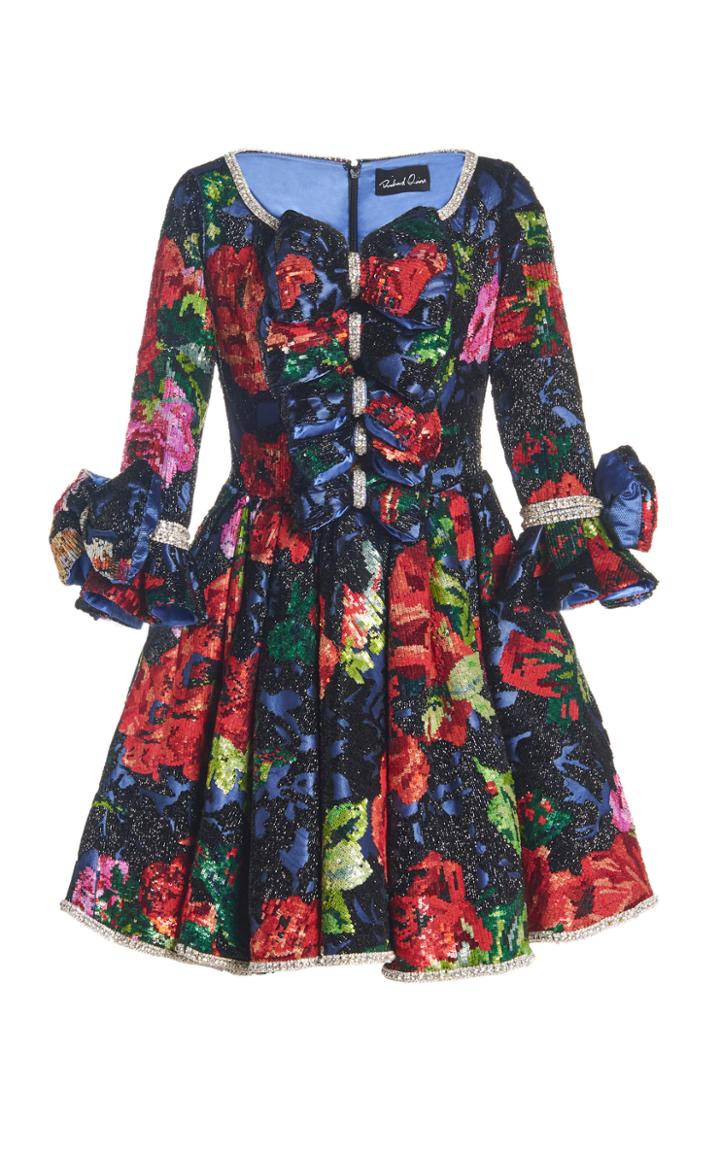 Moda Operandi Richard Quinn Bespoke Embroidered Floral Silk Dress