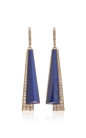 Fratelli Piccini Tetti Di Firenze 18k Lapis And Diamond Earrings