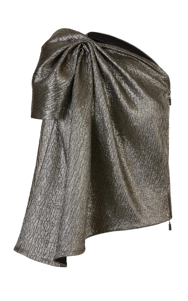 Maticevski Lithium Draped One-shouldered Satin Top