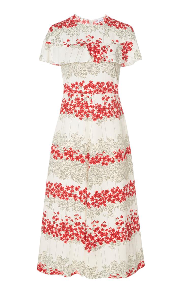 Red Valentino Printed Satin Midi Dress
