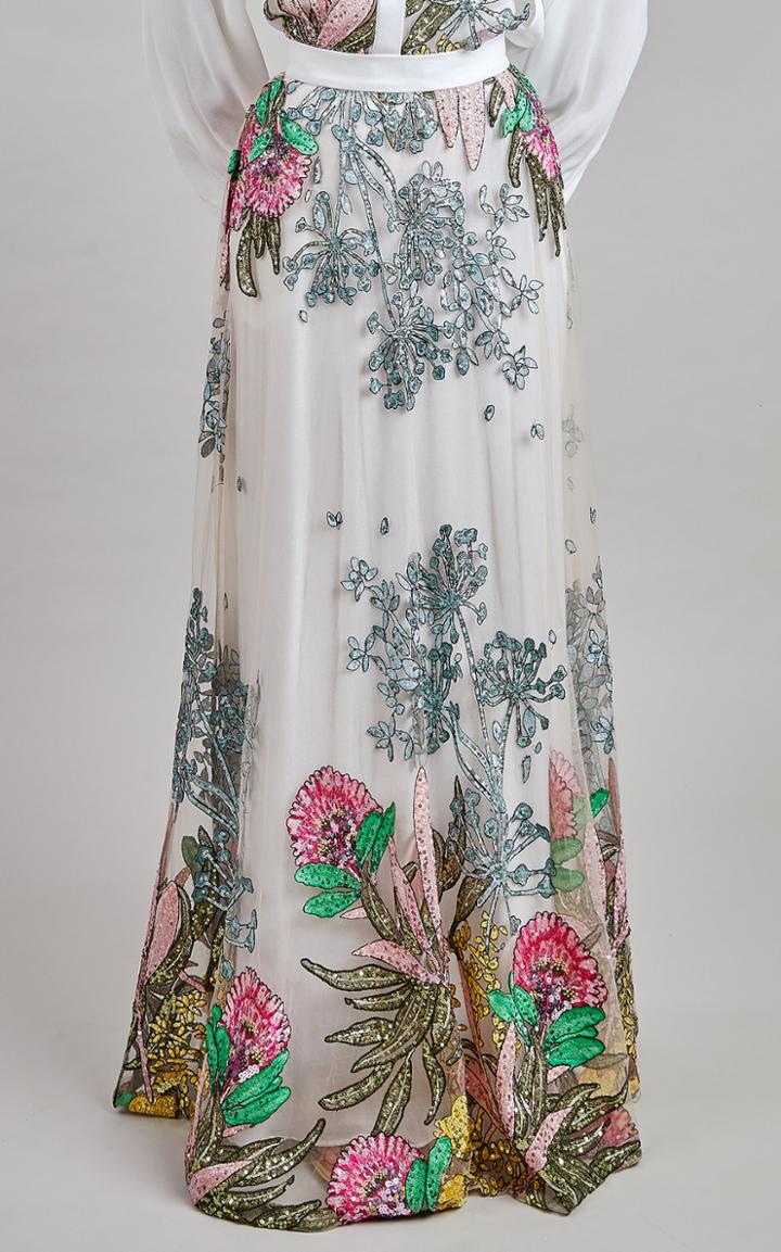 Moda Operandi Elie Saab Tulle Embroidery Maxi Skirt