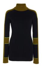 Victoria Beckham Mock Neck Ribbed Wool Cashmere Sweater