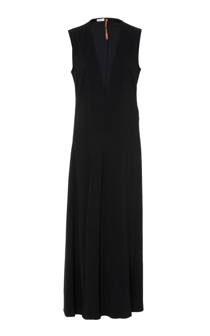 Summa Sleeveless V-neck Dress With Curved Seam
