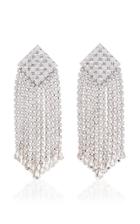 Alessandra Rich Crystal And Brass Square Fringe Clip Earrings
