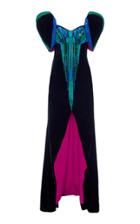 Moda Operandi Moschino Embroidered Front Slit Velvet Gown Size: 36