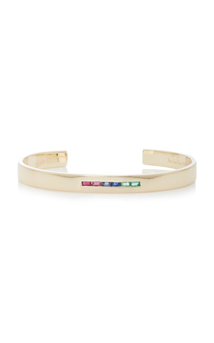 The Last Line 14k Yellow Gold Ruby Emerald And Sapphire Cuff