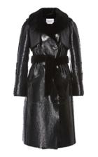 Common Leisure The One Shearling-lined Glossed-leather Trench Coat