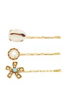 Brinker & Eliza Pearl Flower Shell Set Of Three Hair Pins