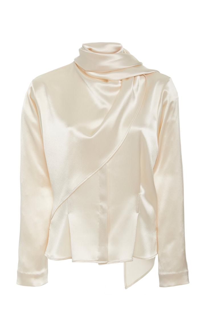 Deveaux Draped Satin Blouse