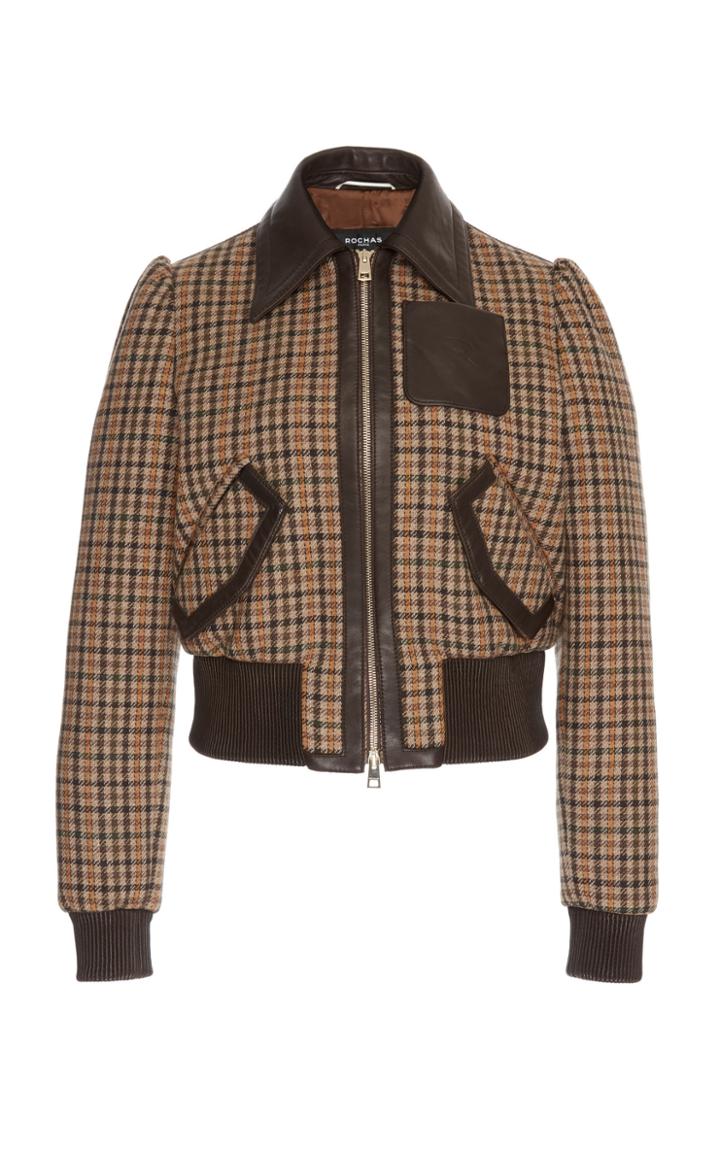 Rochas Wool Check Bomber Jacket