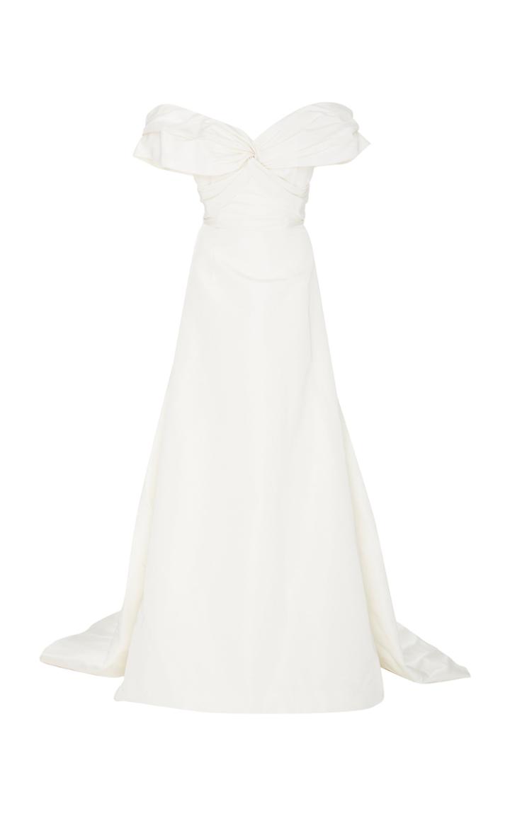 Carolina Herrera Bridal Harlow Twisted Off-the-shoulder Silk A-line Gown