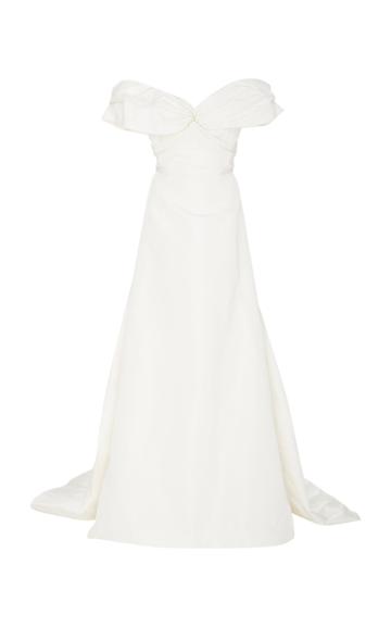 Carolina Herrera Bridal Harlow Twisted Off-the-shoulder Silk A-line Gown