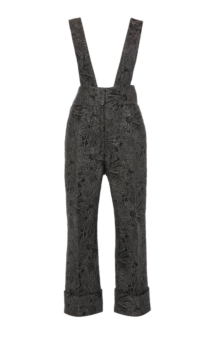 Alberta Ferretti Straight-leg Jacquard Suspender Pants