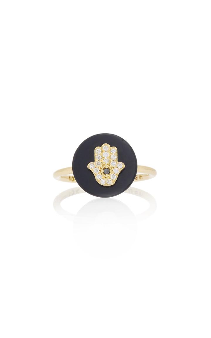 Noush Jewelry Coexist Hamsa On Onyx Ring