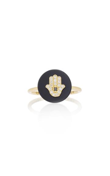 Noush Jewelry Coexist Hamsa On Onyx Ring