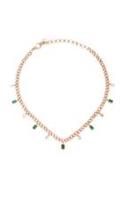 Moda Operandi Shay 18k Rose Gold Emerald & Diamond Alternating Pave Baguette Drop Li