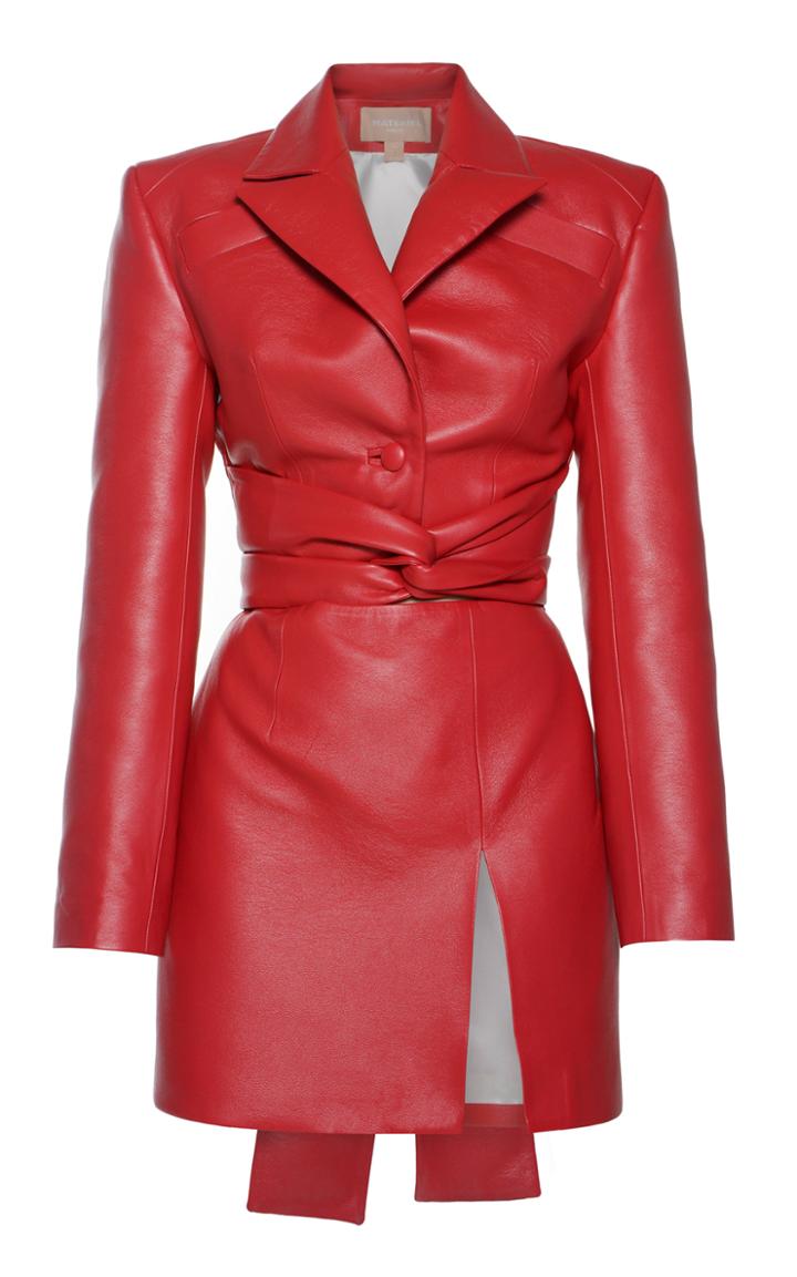 Moda Operandi Matriel Faux Leather Waist Tie Mini Dress