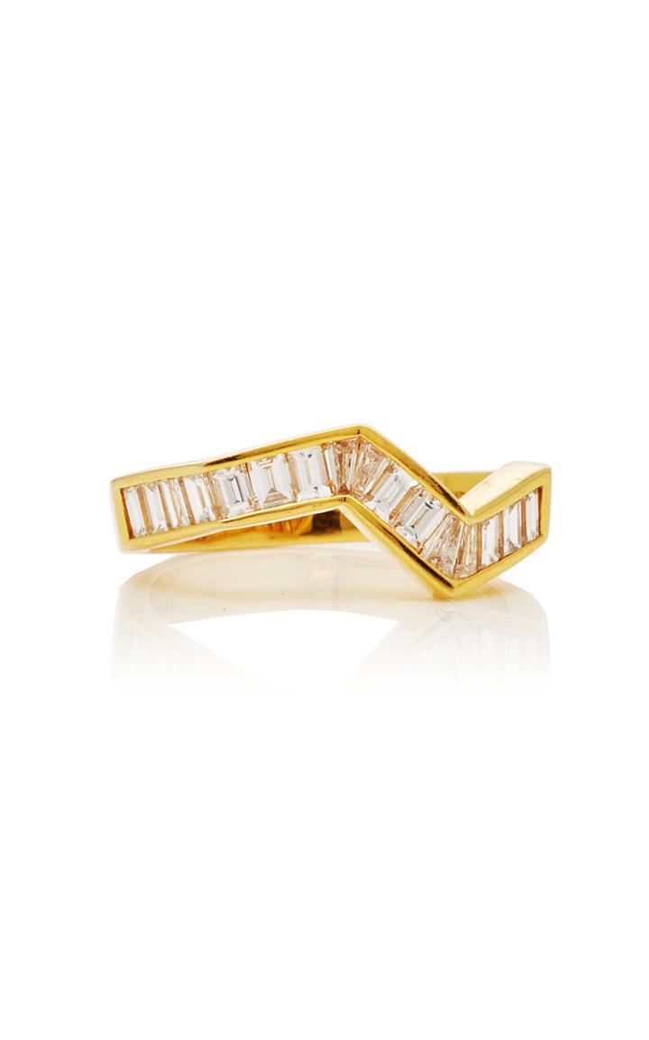 Moda Operandi Kavant & Sharart 18k Yellow Gold Diamond Ziggy Ring Size: 4
