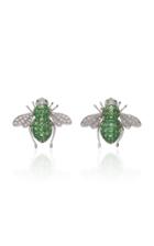 Sabbadini White Gold Diamond And Green Garnet Bee Earrings