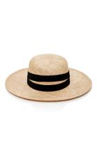 Janessa Leone Leather-trimmed Straw Hat