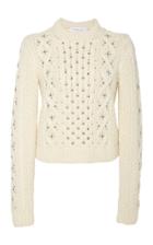Michael Kors Collection Embellished Cable-knit Cashmere Sweater Size: