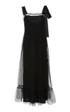 Red Valentino Tie-detailed Printed Tulle Maxi Dress