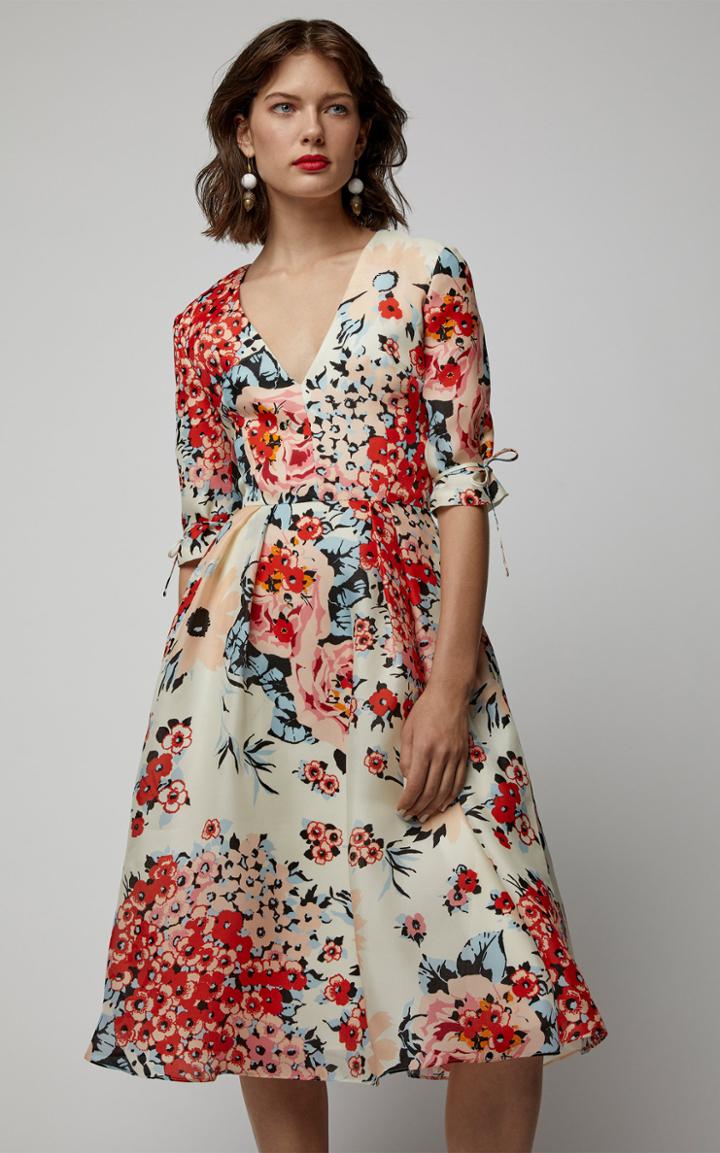 Carolina Herrera V-neck Silk Dress