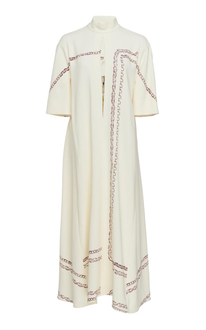 Victoria Beckham Sequin-trimmed Printed Crepe Dress