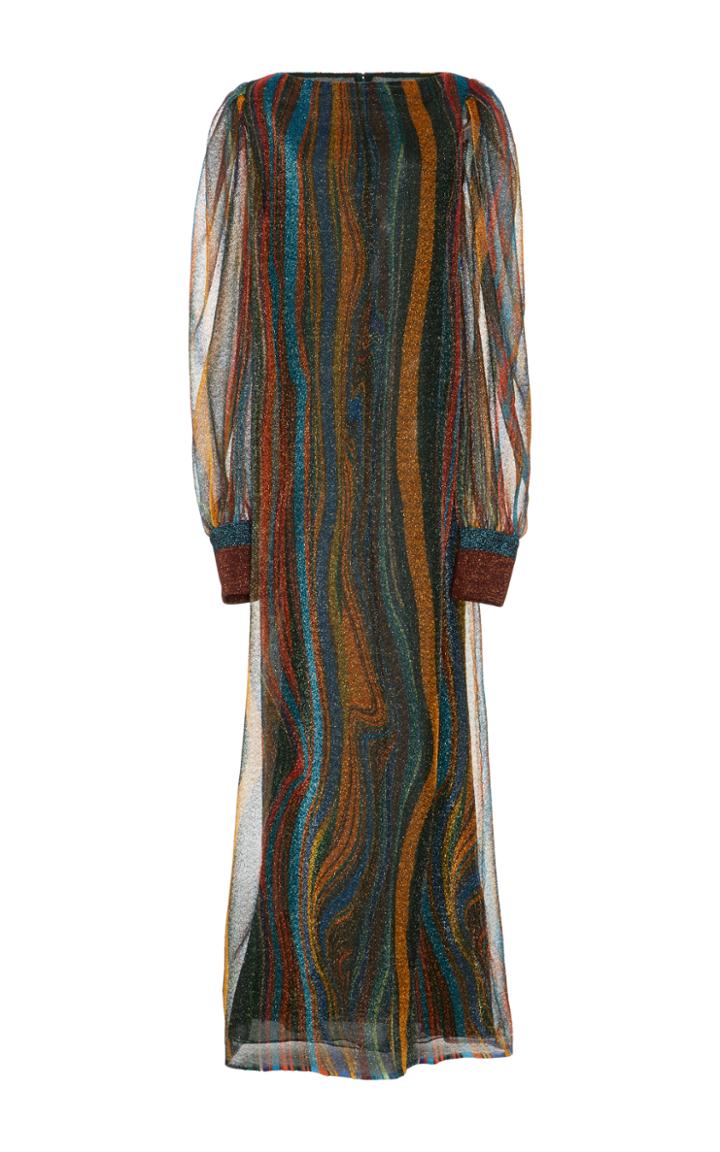By. Bonnie Young Printed Metallic Plisse Dress