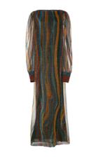 By. Bonnie Young Printed Metallic Plisse Dress
